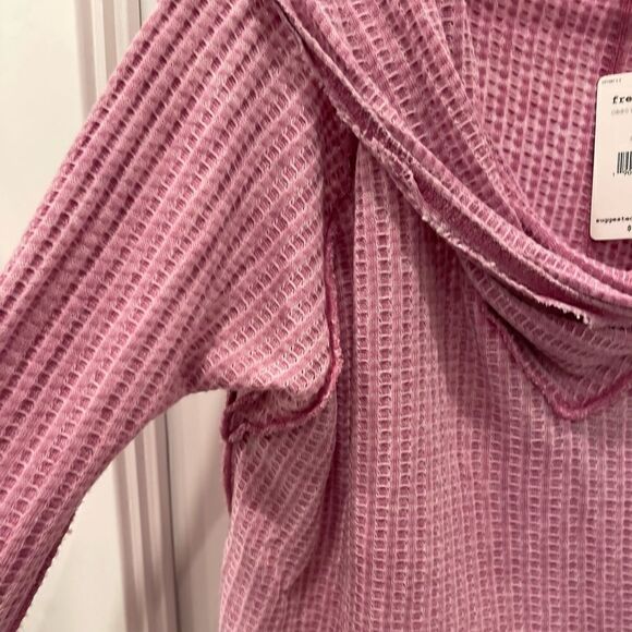 Free People Wildcat Washed Mauve Thermal Long SleeveTop .Size XS - Picture 8 of 14